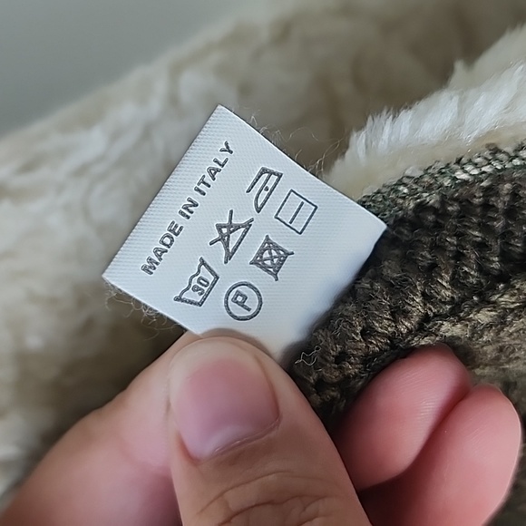 Vintage Made in Italy Faux Shearling Rib Knit Printed Long Cardigan - Picture 7 of 8